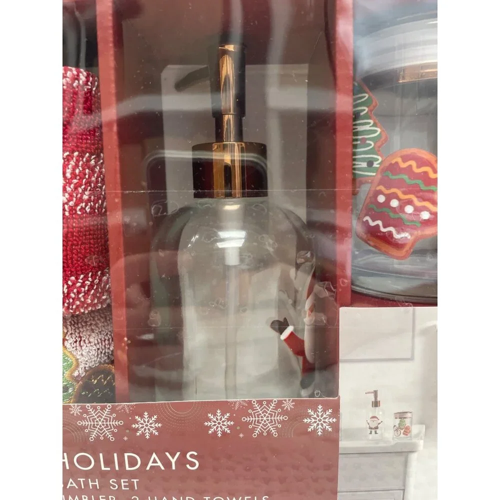 Happy Holidays 4PC Bath Set, see description below, NWB - SKU 1485